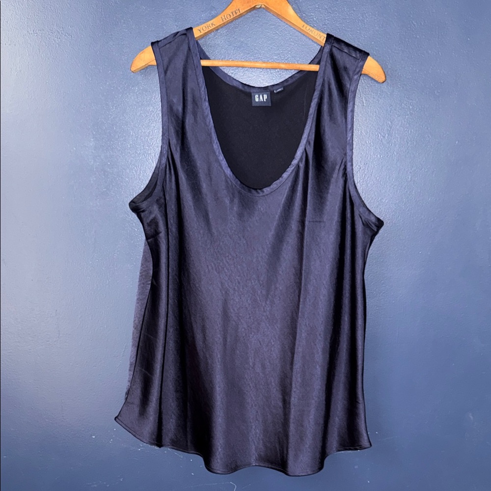 GAP Women's Elegant Navy Satin Tank Top